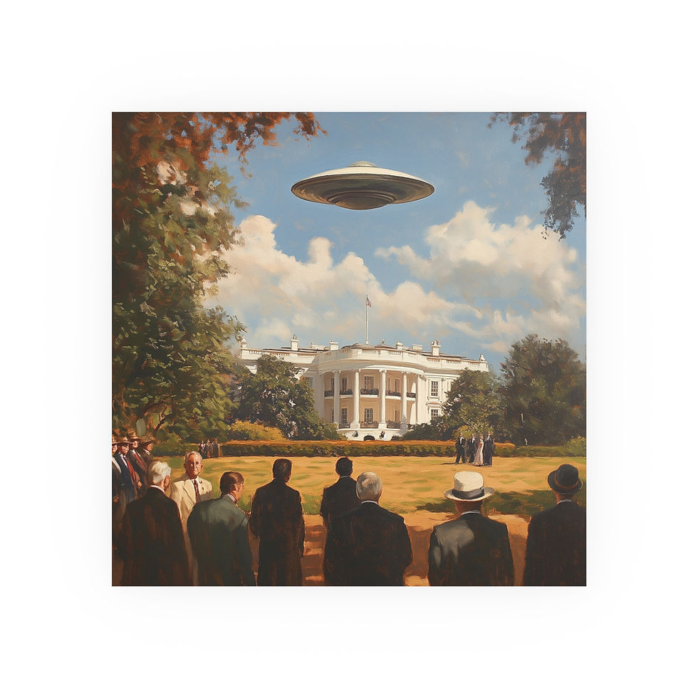 Thumbnail: UFO Flying Over White House Vintage Wall Art Poster, UFO-Abduction Alien Gift