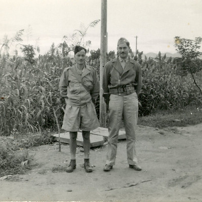 1945 Sept. Konan PW camp, Korea. Capt Geo Kinloch and Col Martin of U.S.A.F.197.jpg