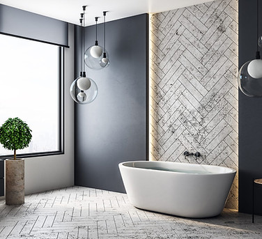 Luxury bathroom remodel with freestanding tub by Home and Beyond Services in Hobe Sound Florida