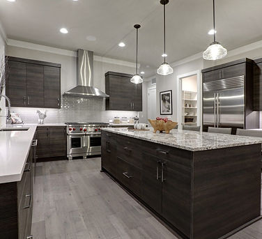 Modern kitchen with custom dark oak cabinets