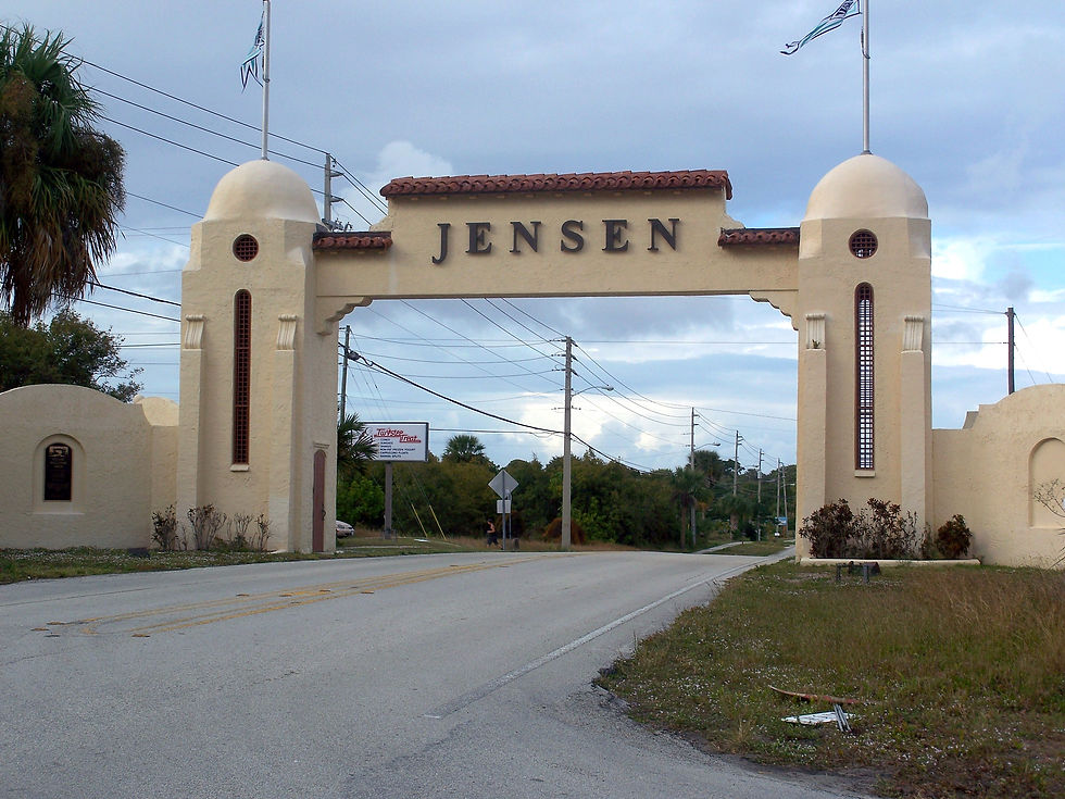 Entrance to Jensen Beach, Florida, where Local Climate Control provides expert residential AC repair and emergency cooling services.
