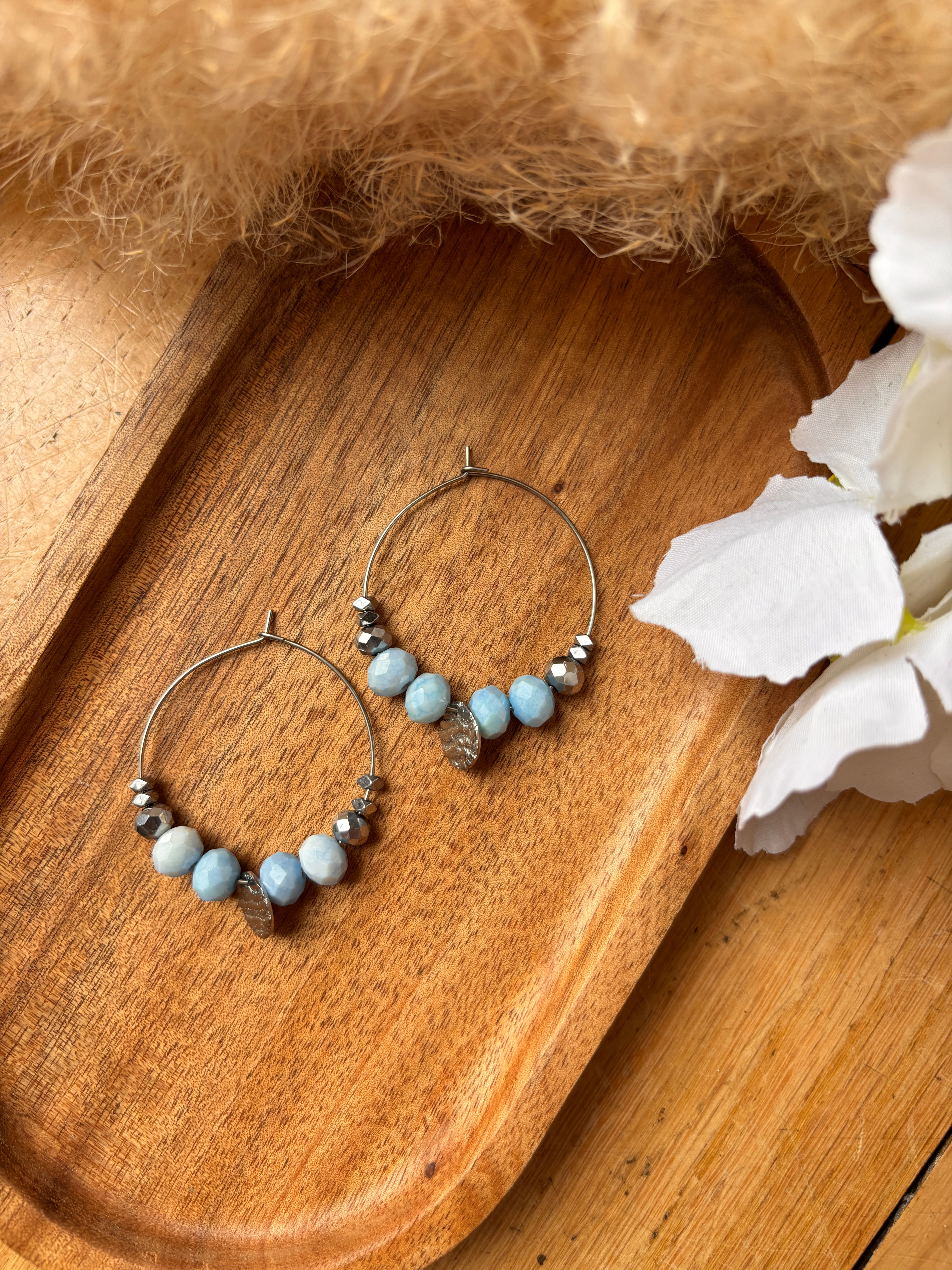 Boucles d’oreilles Julie - Bleu pastel