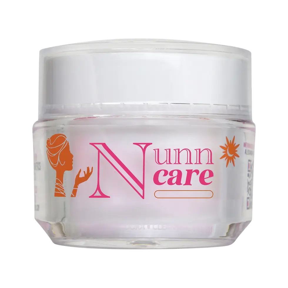 Nunn Care Facial Cleansing Cream jar by JALZ Products LLC, featuring a clear glass container with pink 'Nunn care' logo and f