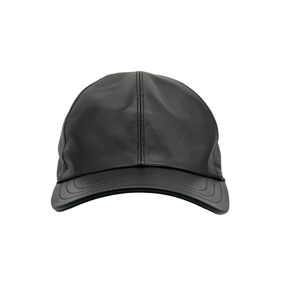 Thumbnail: Portaluri Cappelli of Italy Italian Leather Jockey Cap in Black front