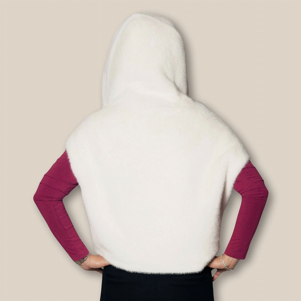 Belle Fare-New York Faux Mink Hooded Vest in White back on model