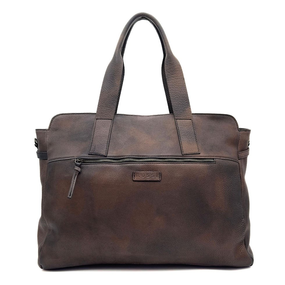 Thumbnail: Bruno Rossi-Italy Leather Weekender in Tamp Nero back
