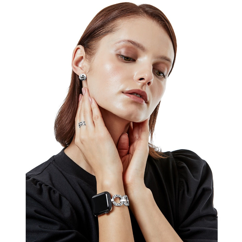 Brighton Contempo Linx Watch Band Silver front view on model