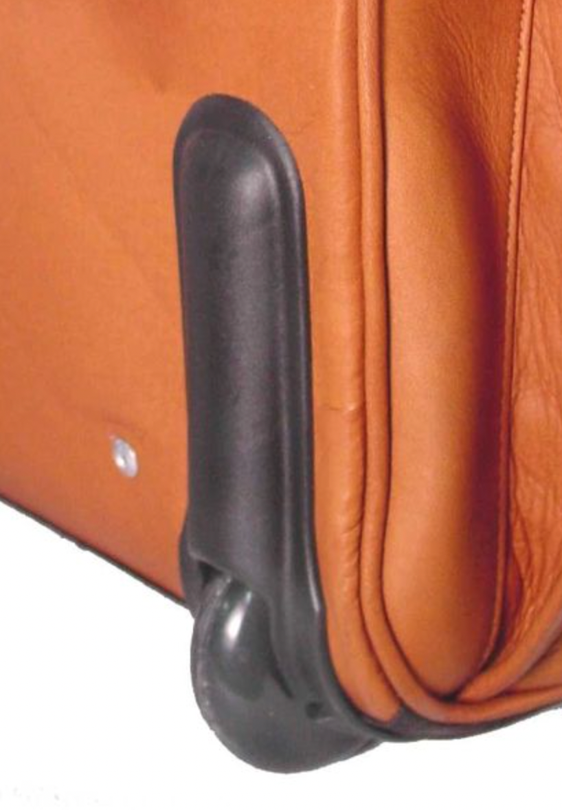 Thumbnail: David King  22" Leather Rolling Duffel Tan detail view of wheels