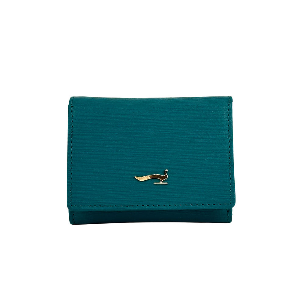 Thumbnail: Marta Ponti Sahara Saffiano Leather Trifold Wallet in Turquoise front