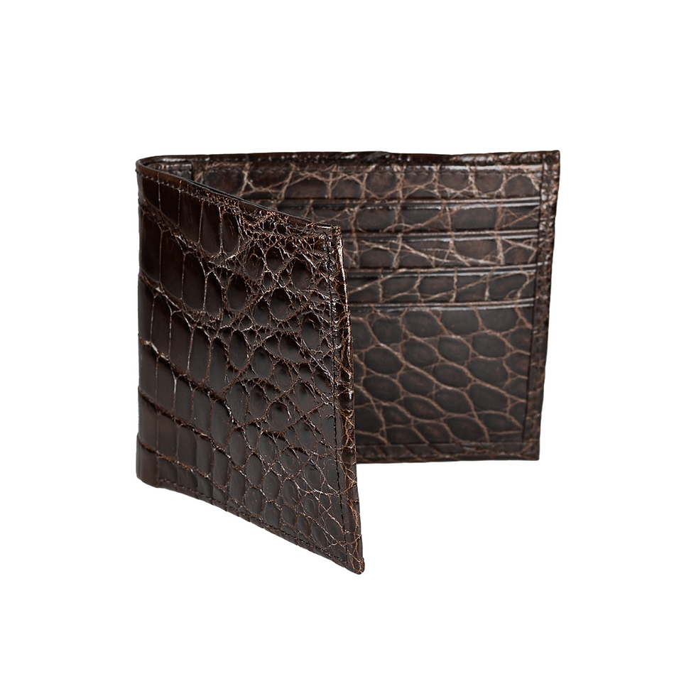 Abas-USA Classic Alligator Slim Billfold Dark Brown
