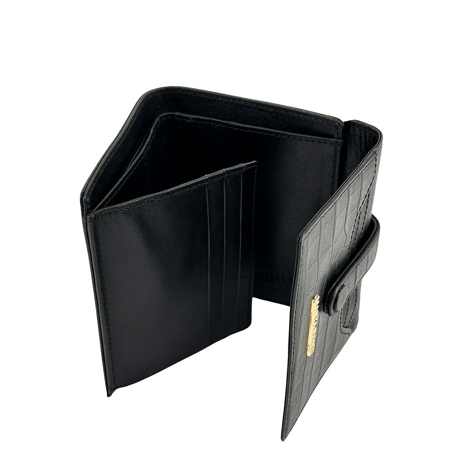 Tabbed French Croco Wallet Black inside