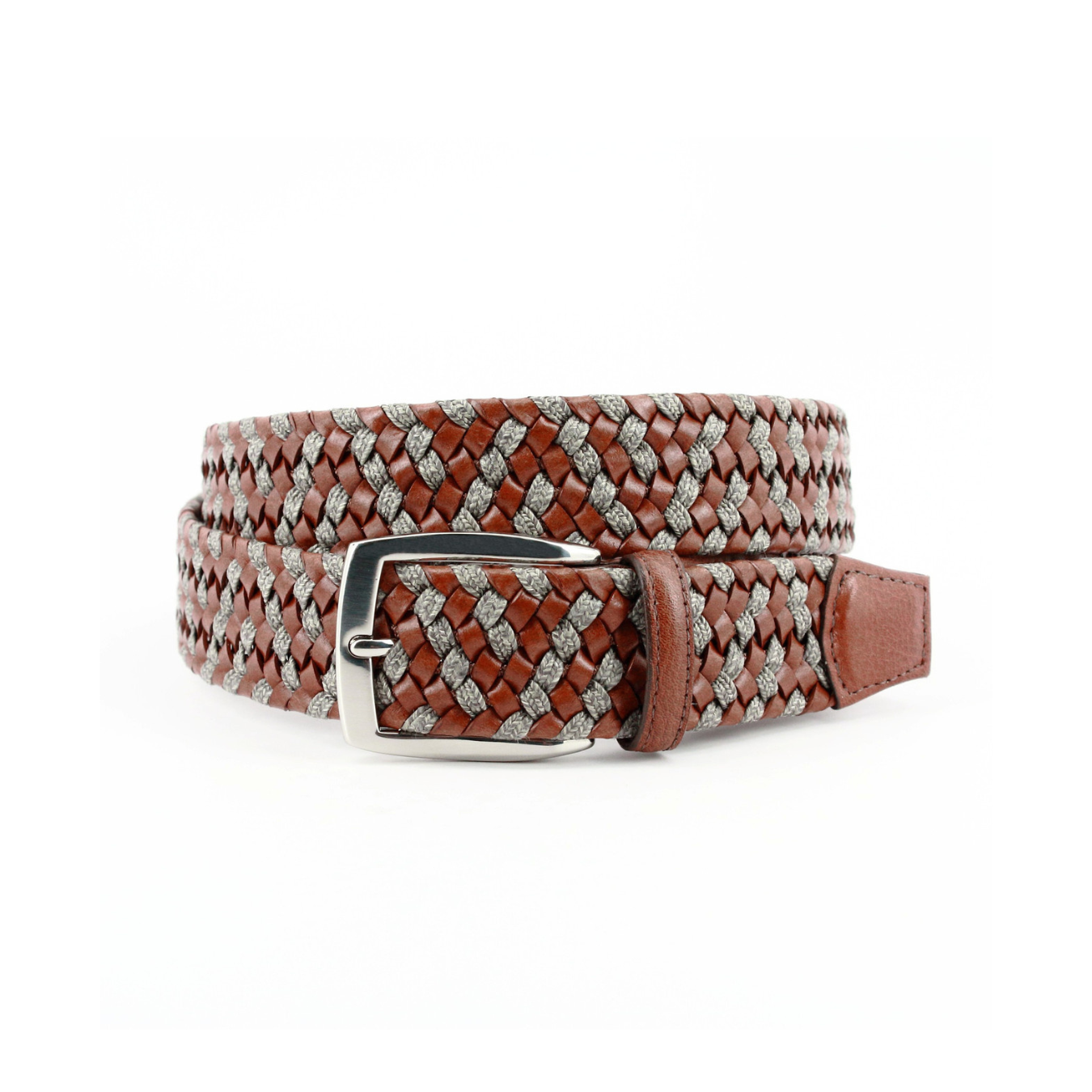 Torino Leather - New Orleans Italian Braided Genuine Leather Cognac-Taupe