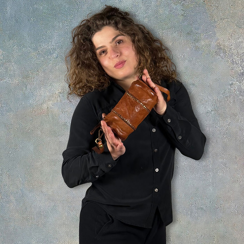 Campomaggi Italy Cognac Licia with Studs front on model