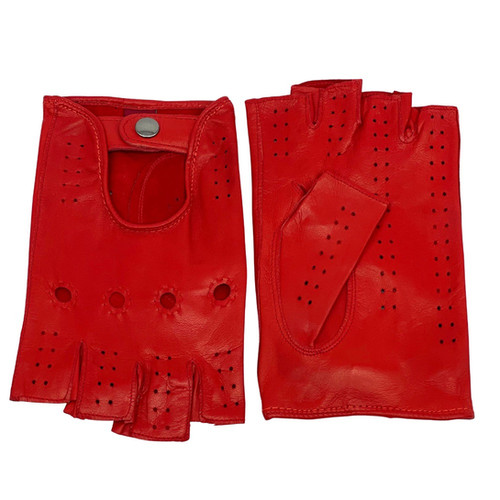 Men's Fingerless Driving Gloves in Red FirststreetleatherCaridei