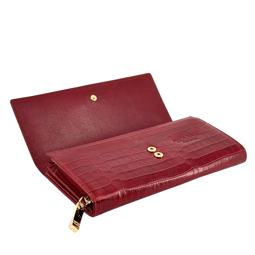 Thumbnail: Seven Inch Deluxe Croco Wallet in Red inside