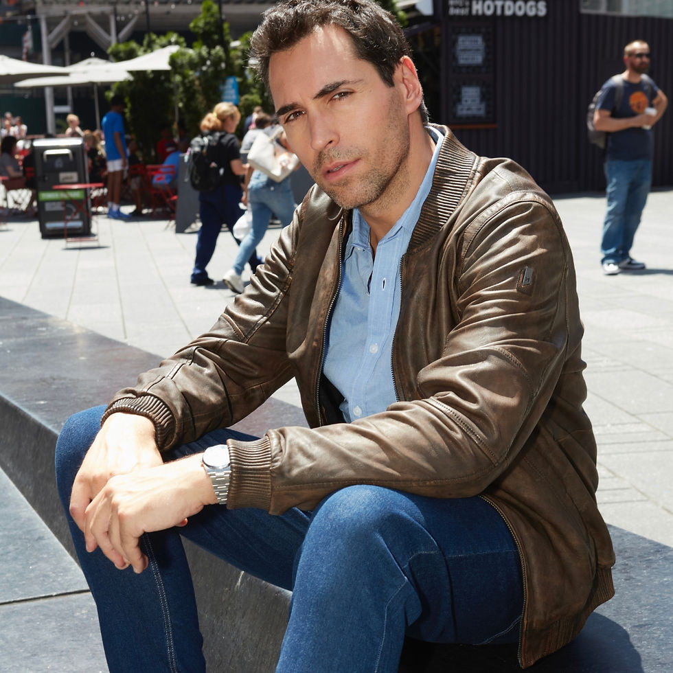 Mauritius Leather Jerros Vintage Lambskin Bomber side on model