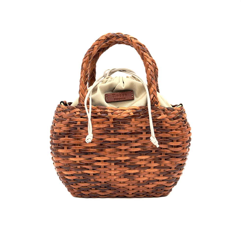 Bruno Rossi-Italy Medium Leather Woven Basket Natural front