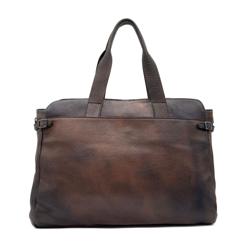 Bruno Rossi-Italy Leather Weekender in Tamp Nero front