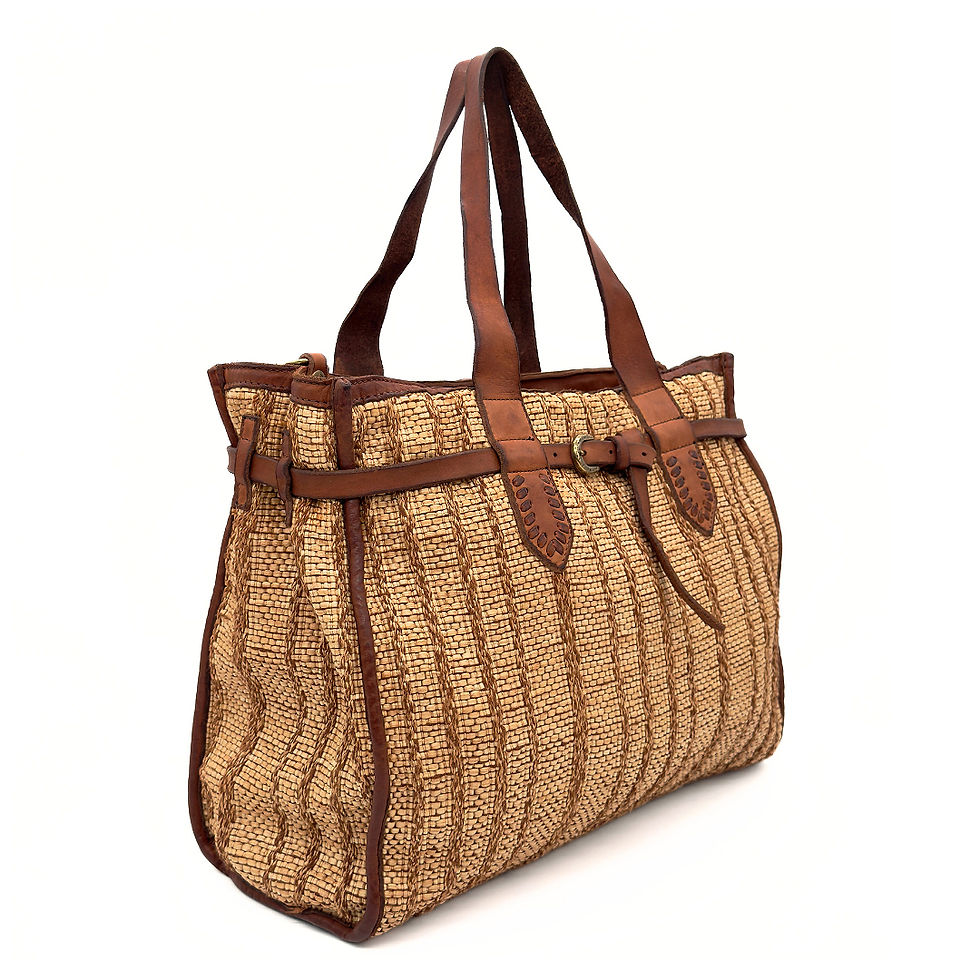 Thumbnail: Campomaggi Italy Patrizia Straw Shopper side profile