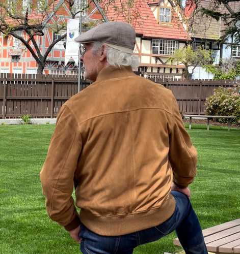 Classic Baseball Jacket in Goat Suede | First Street LeatherGolden