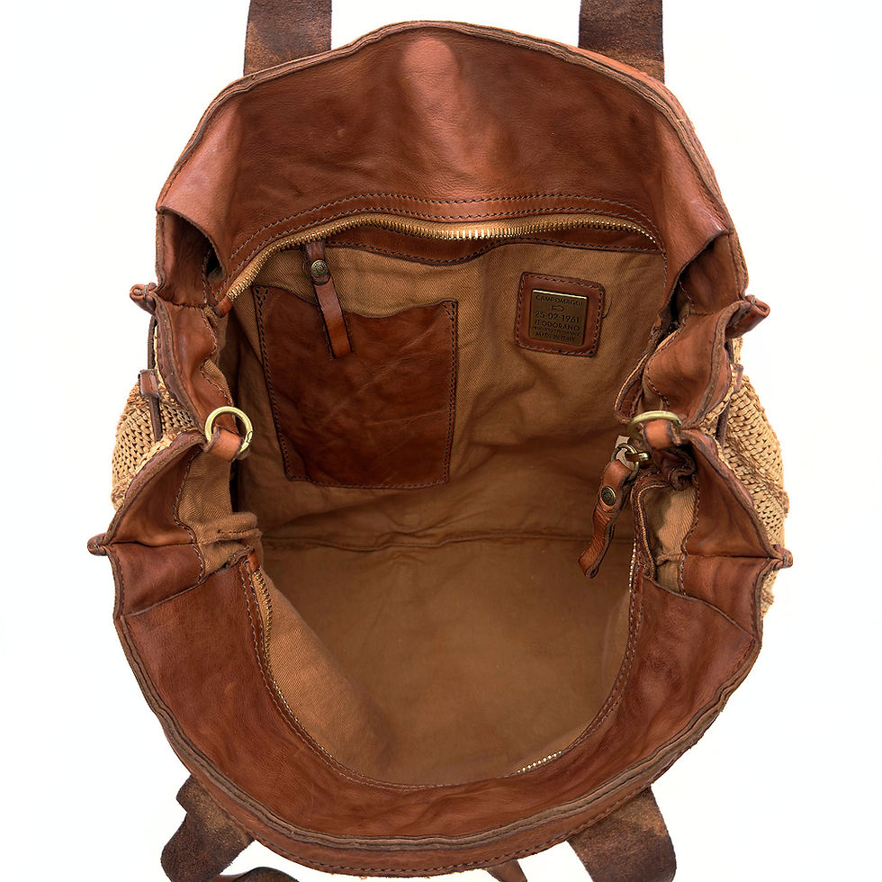 Thumbnail: Campomaggi Italy Patrizia Straw Shopper inside