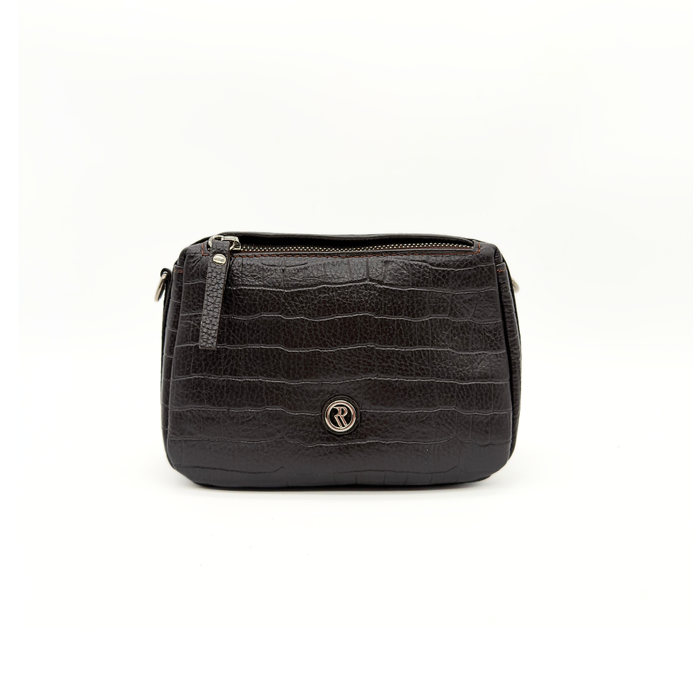 Thumbnail: Bruno Rossi Croco Print Triple Zip Leather Crossbody front