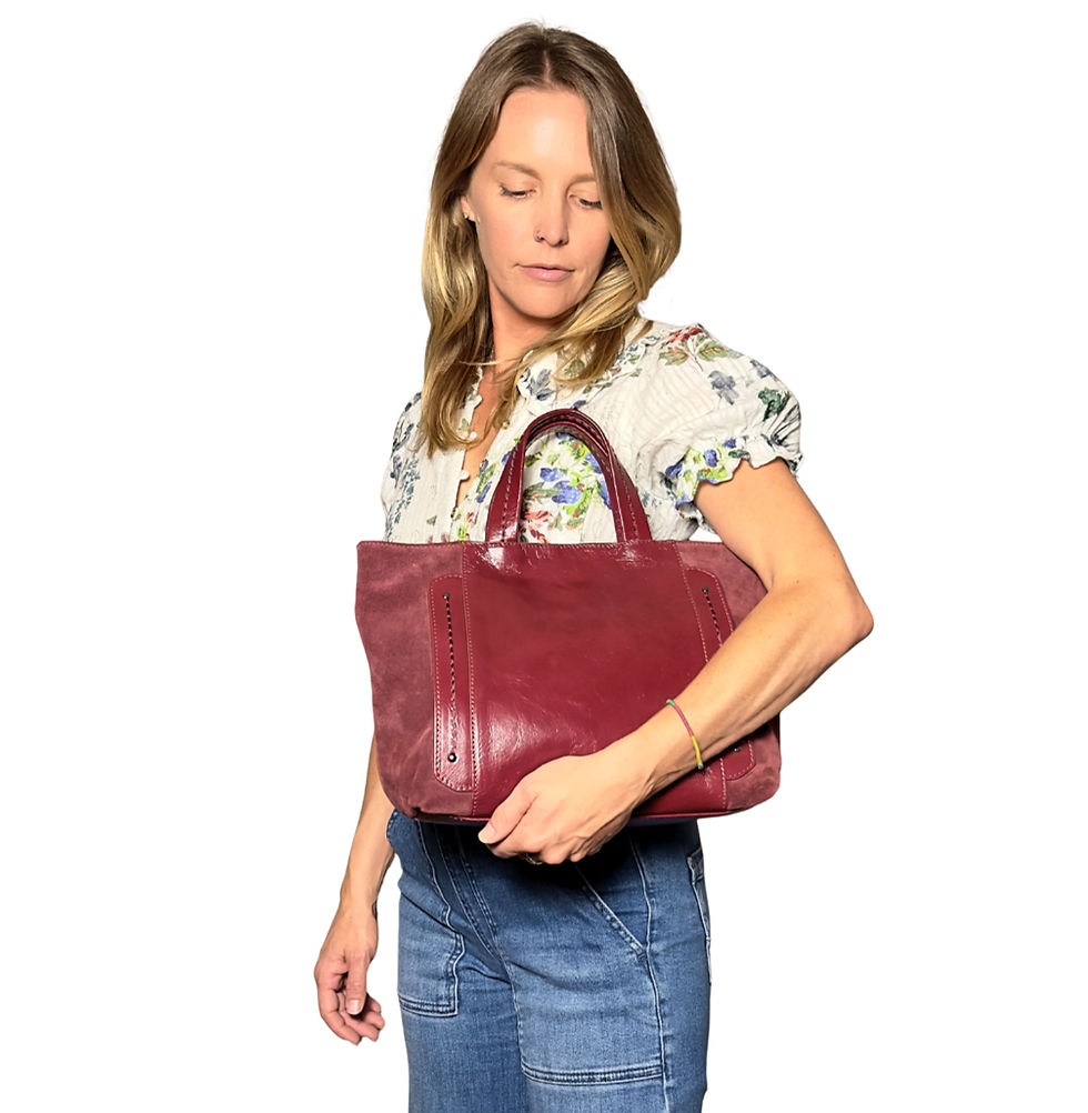 Visona-Italy Burnish Italian Suede in Rubino front on model