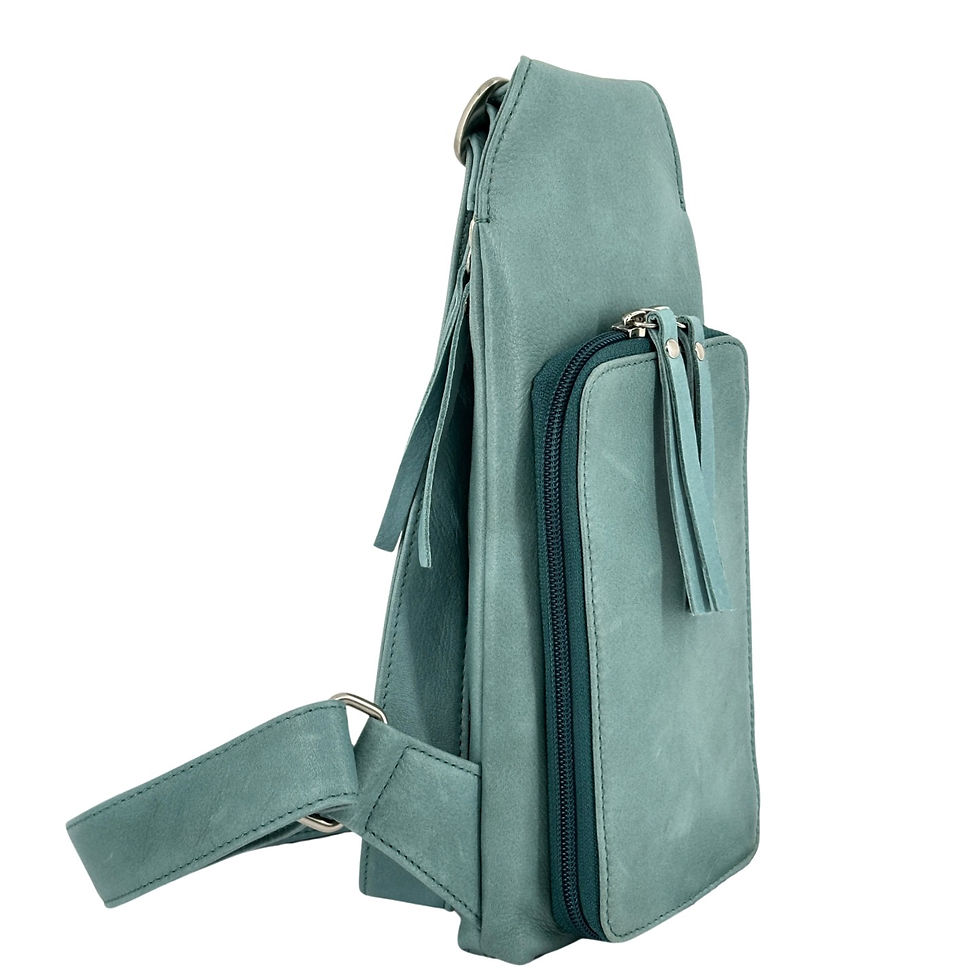 Thumbnail: Osgoode Marley Rey Leather RFID Sling Bag in Teal