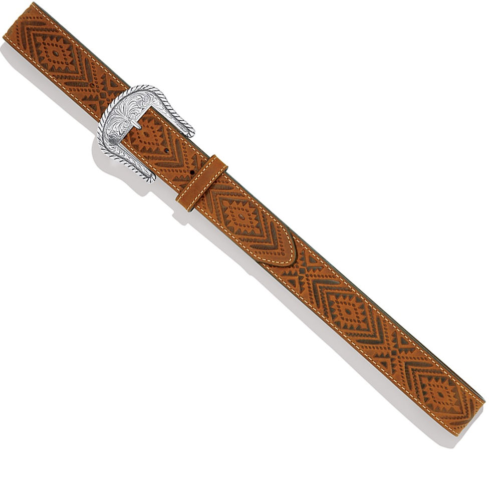 Thumbnail: Brighton Sequoia Bison Leather Belt front laying flat
