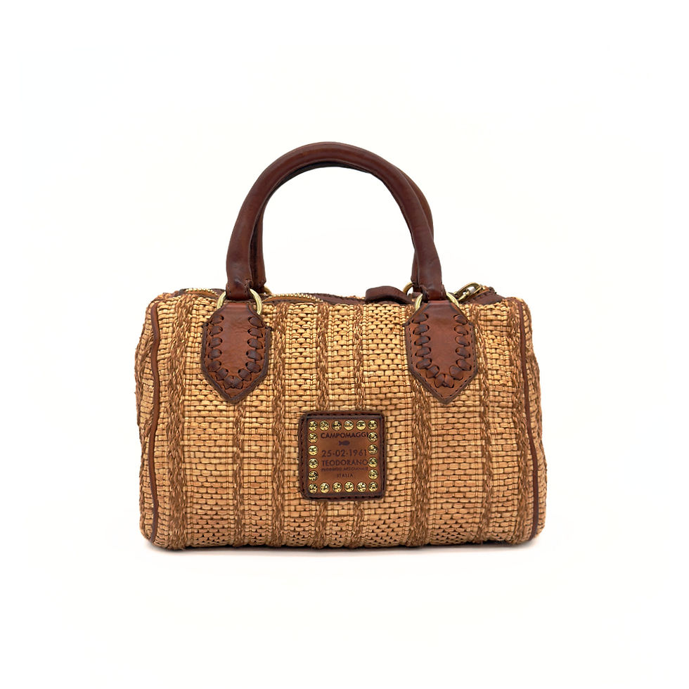 Thumbnail: Campomaggi Italy Ricarda Straw Boston Bag back