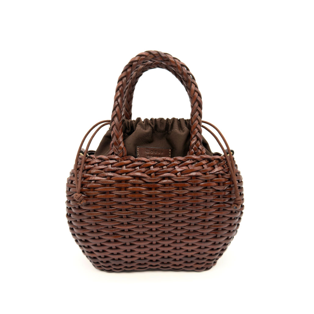 Bruno Rossi Woven Leather Handbag in Caffe front