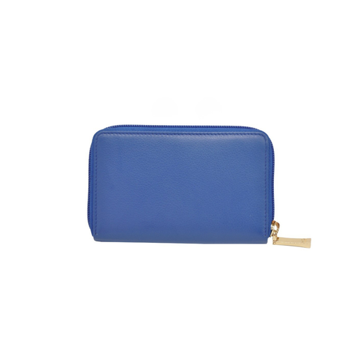 Silky Zip Around Wallet in Royal Blue | First Street Leather Marta