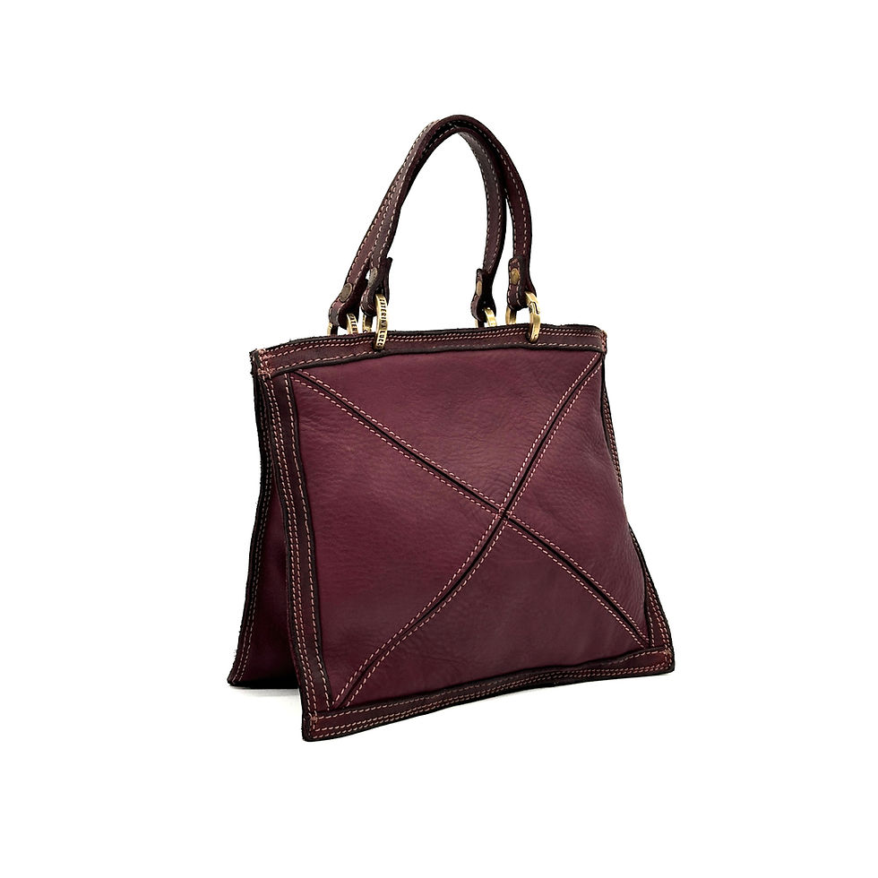 Thumbnail: Caterina Lucchi-Italy Cross Stitched Handbag in Prune side