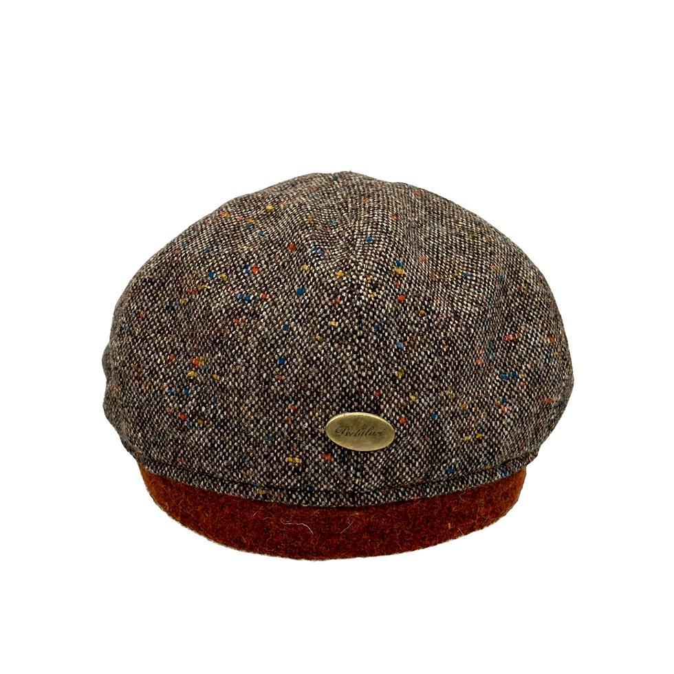 Thumbnail: Portaluri Cappelli Six Panel Ivy with Contrast Visor Brown Donegal Plaid back view
