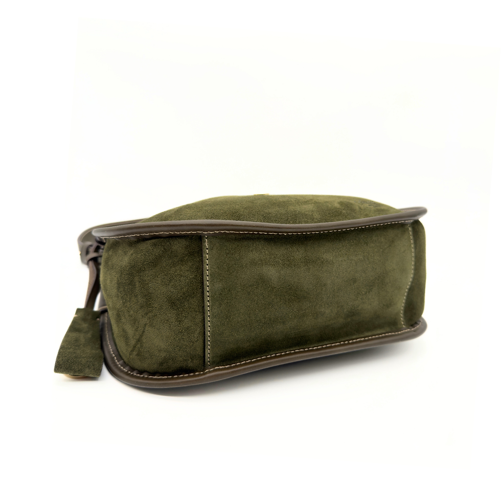 Thumbnail: Boldrini Selleria Toscano Small Suede Leather Shoulder Bag in Oliva bottom