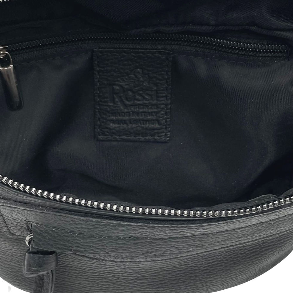 Thumbnail: Bruno Rossi Two Zip Italian Waist Pouch Nero Inside