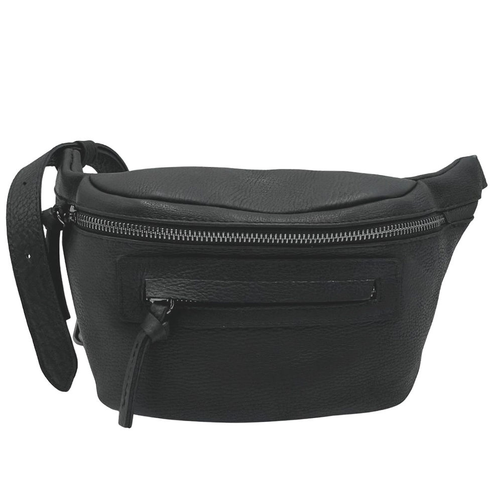Thumbnail: Bruno Rossi Two Zip Italian Waist Pouch Nero Front