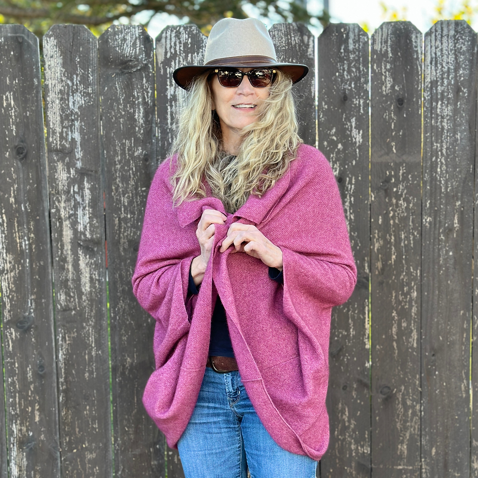 Koru Knitwear of New Zealand Knitted Moss Stitch Shrug Rose front
