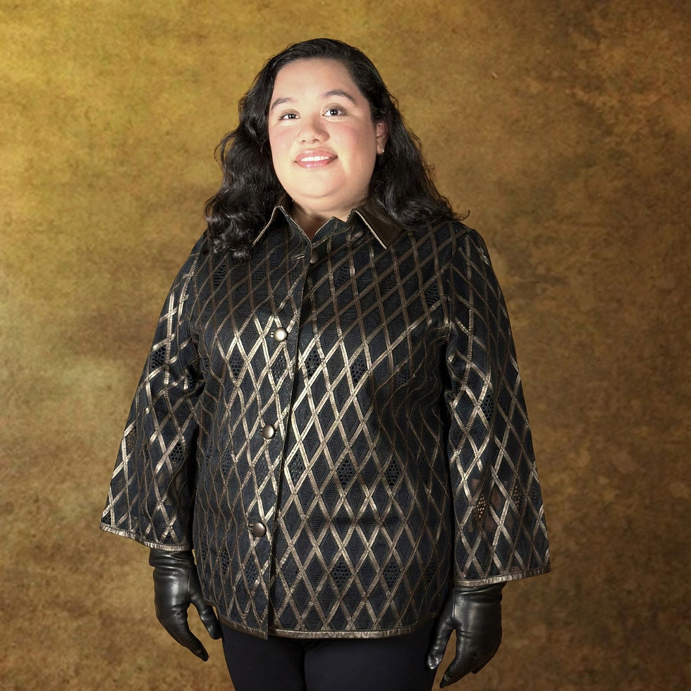 Our Own Private Label Diamond Patterned Jacket 3/4 Sleeve front on model