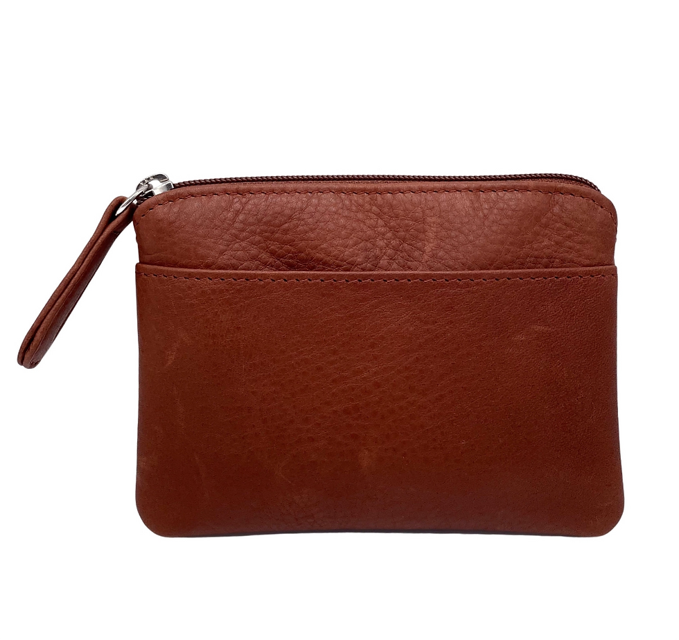 Thumbnail: Osgoode Marley Zip Coin Purse with Hide a Key Brandy front