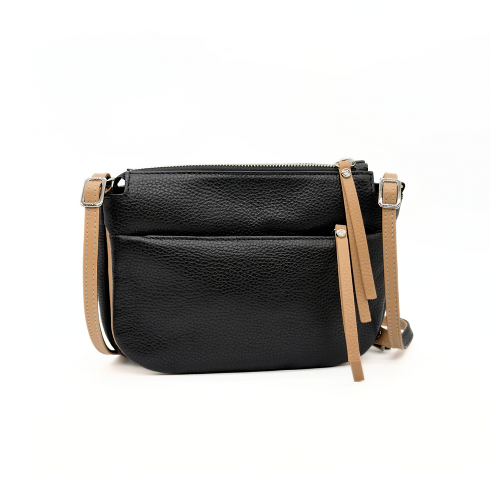 Bruno Rossi-Italy Two Toned Crossbody in Nero front