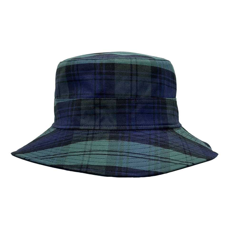 Thumbnail: Portaluri Cappelli of Italy Italian Bucket Reversible Navy Plaid front