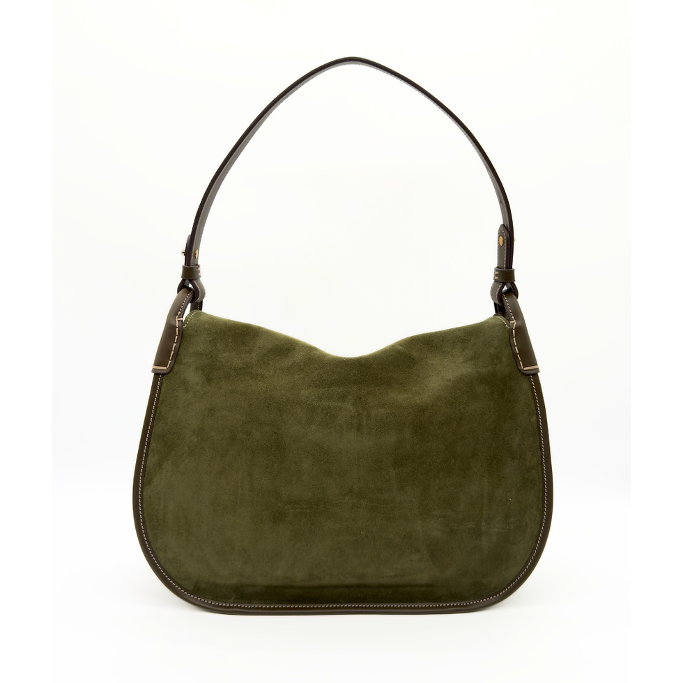 Thumbnail: Boldrini Selleria Toscano Large Suede Leather Shoulder Bag in Oliva back