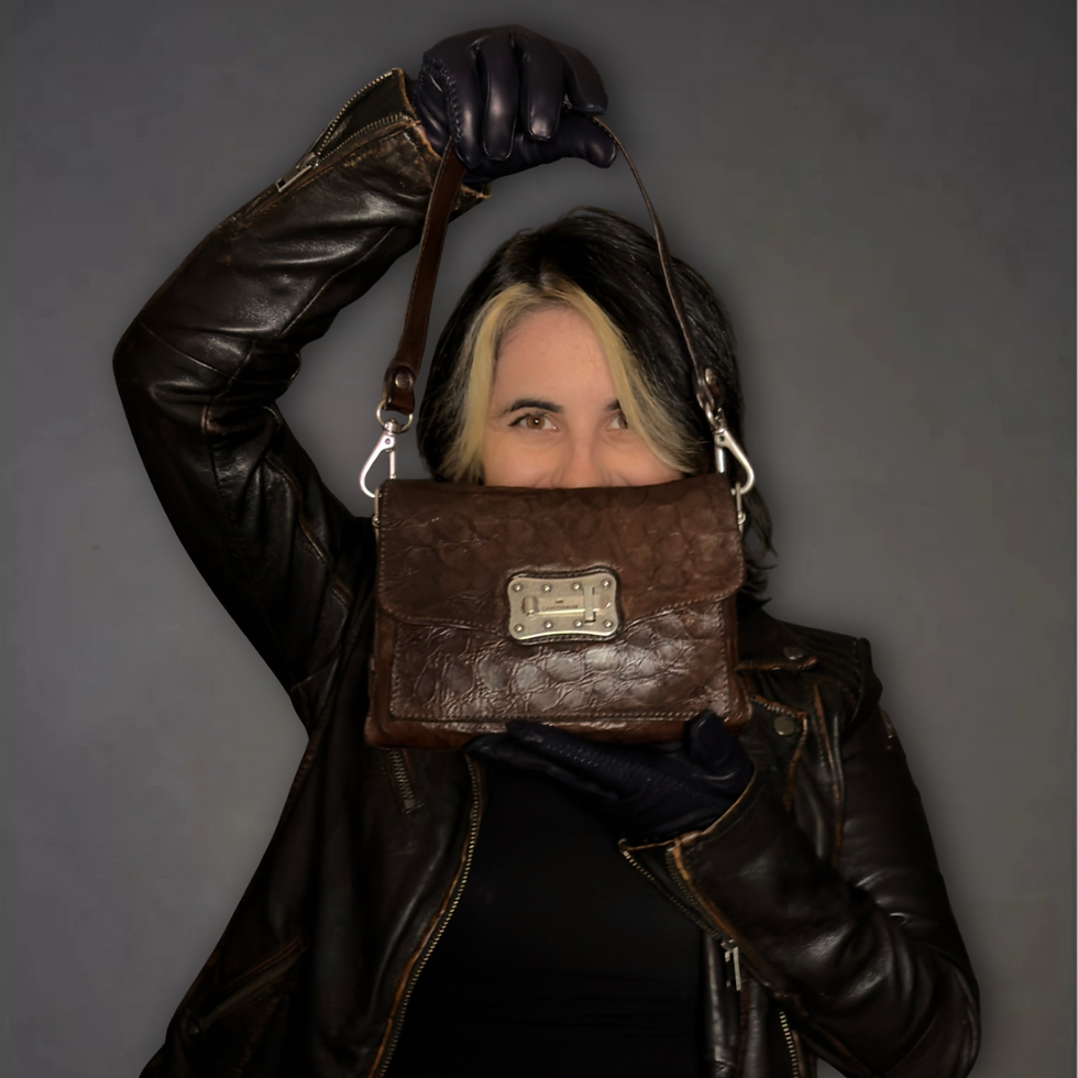 Campomaggi Agnese Cocco Print Leather Shoulder Bag T Moro front view on model