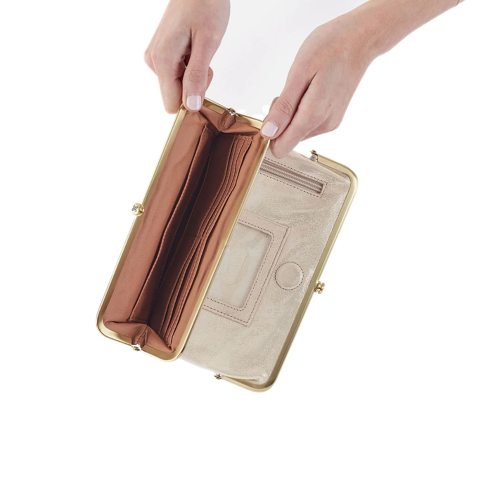 Thumbnail: Hobo Lauren Leather Clutch Wallet Sand Shimmer inside