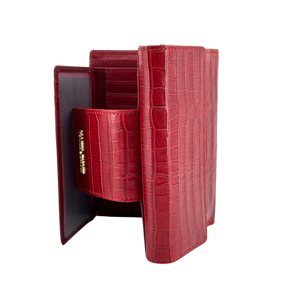 Thumbnail: Marta Ponti Kalahari Croco Embossed 12 CC Wallet in Red inside