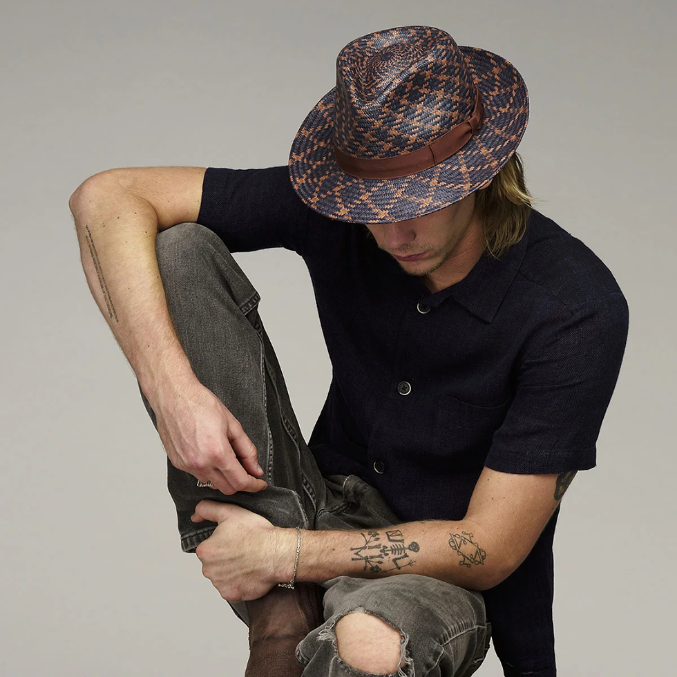 Bailey Emil Panama Snap Brim Fedora in Avion Window side profile