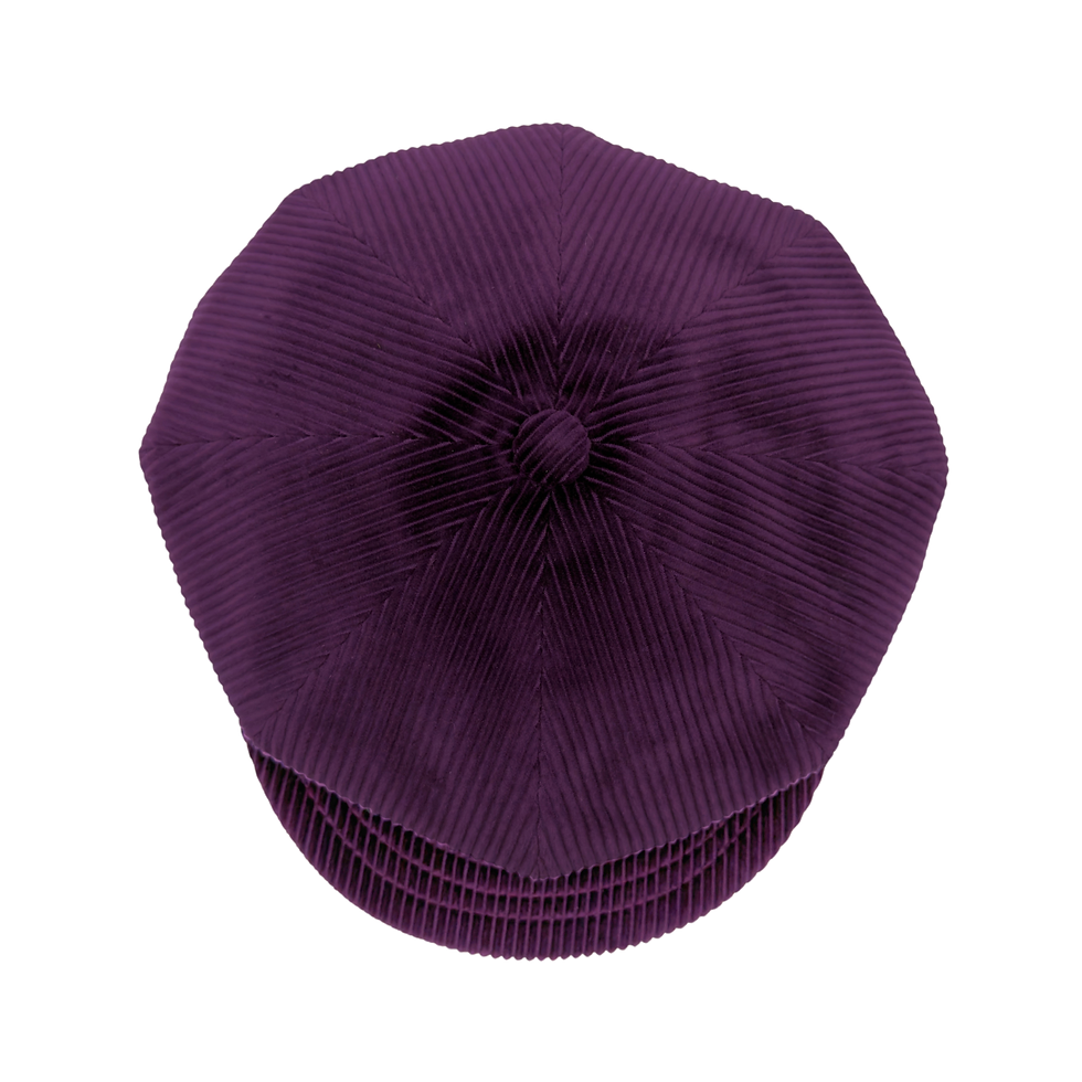 Thumbnail: Portaluri Cappelli Women's Corduroy Newsboy Cap Purple overhead view
