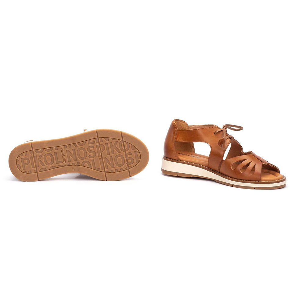 Thumbnail: Pikolinos-Spain Roquetas Flat Sandal in Brandy bottom
