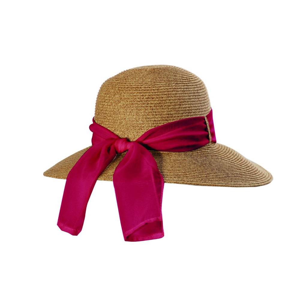 Thumbnail: Toucan Hats Chiffon Scarf Sunhat Natural/Red back